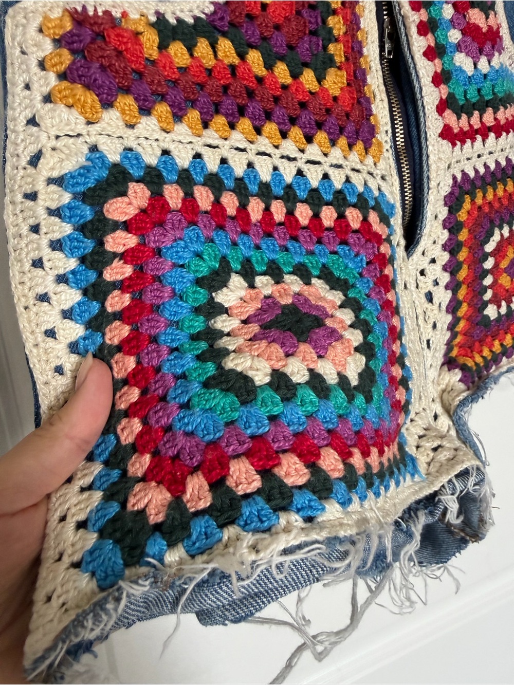 Farm Rio Multicolor Crochet Denim Shorts - Picture 3 of 5